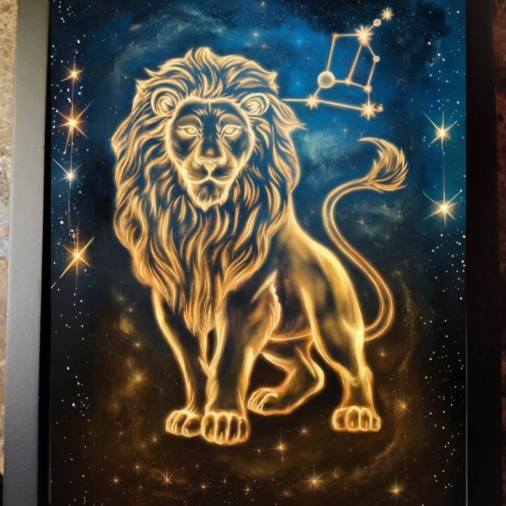 Leo Zodiac Lion Art Print In A Frame 8x10